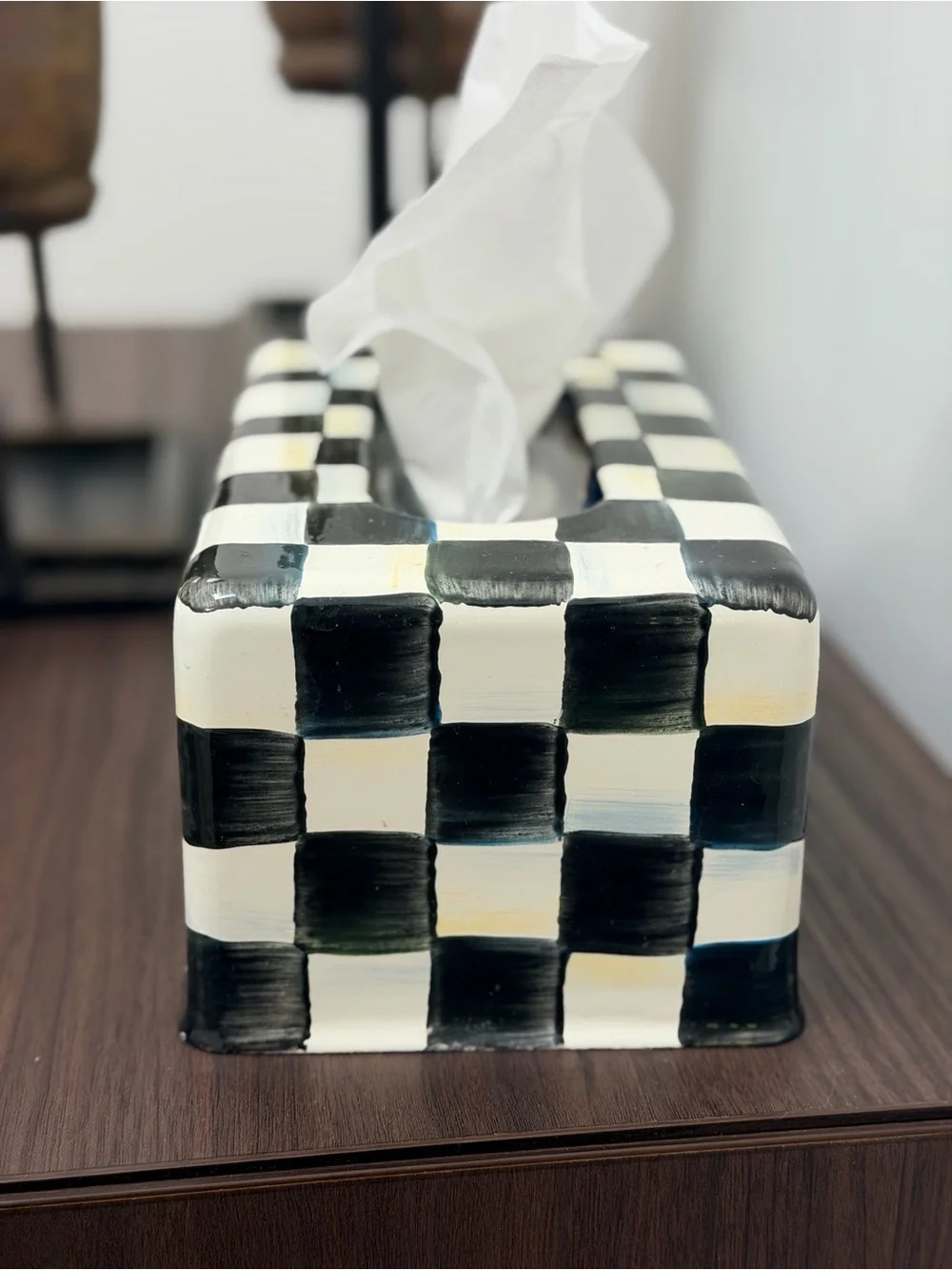 MacKenzie-Childs Cream Ceramic Tissue Box Cover